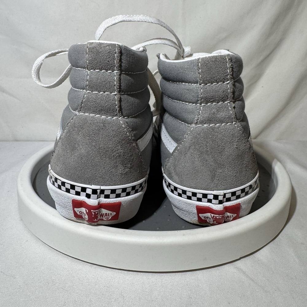 Vans SK8-Hi Sneakers Gray White Checkered Foxing Stripe Kids Size 3Y - Picture 4 of 6